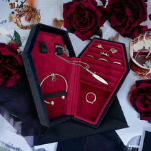 Load image into Gallery viewer, Black Velvet Coffin Shaped Jewellery Box