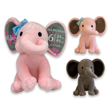 Load image into Gallery viewer, Birth Announcement Elephant Plush